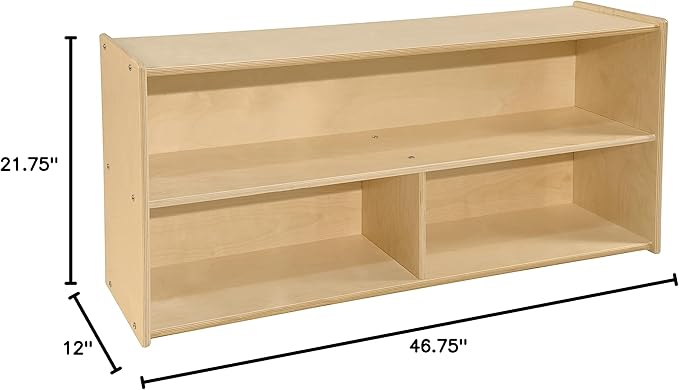2-Shelf Kids Bookshelf & Toy Storage Organizer | 3-Section Montessori Shelves for Home & Classroom Organization & Storage