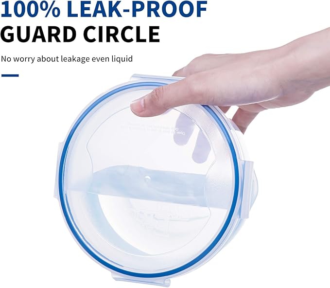 KIGI 6 PACK 10oz Plastic Round Bowls with Lid Airtight Food Storage Container Set Small Meal Prep Containers Bento Box