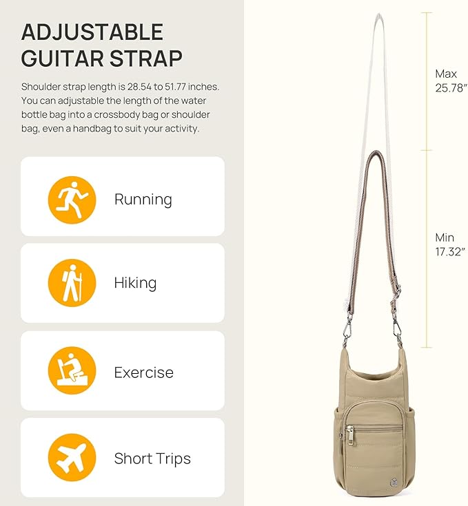 Telena Water Bottle Holder with Strap RFID Crossbody Bags for Women for Walking, Hiking, Cycling