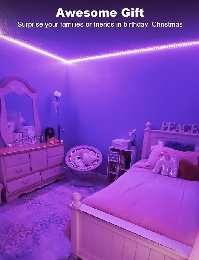 DAYBETTER Smart RGB Led Strip Lights, 100ft Led Lights for Bedroom with App Control, Multicolor Changing Led Light Strips Apply for Home Decor, Living Room, Kitchen, Home Party Decoration