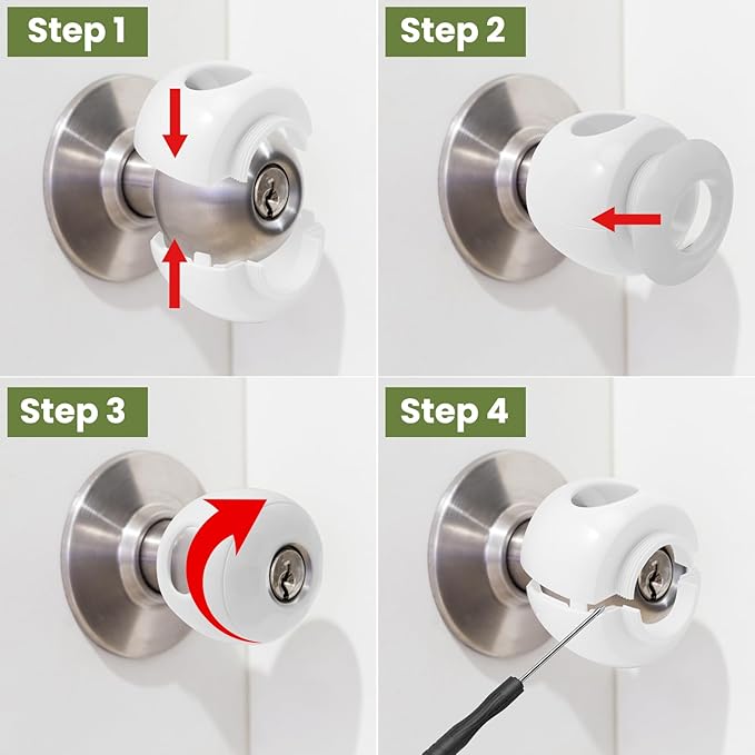 Child Safety Door Knob Covers Reusable Baby Proof Door Knob Locks Baby Proof Door Handle Protector for Kids Universal Fit Easy Grip Lockable Design No Tools Needed (10 Pcs)