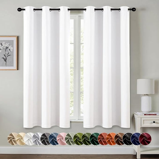 MIULEE Pure White Room Darkening Curtains - Grommet Top Bedroom Window Treatment Curtains Thermal Insulated Drapes for Living Room Kitchen Light Blocking Drapery, 40 x 54 Inches Long, 2 Panels
