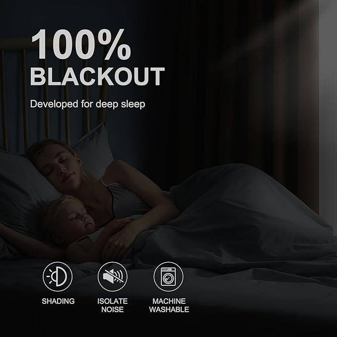 NICETOWN 100% Blackout Curtains 84 inch Long for Bedroom, Total Blackout Thermal Insulated Grommet Long Window Curtains 2 Panels Set, 2 Panels, Khaki, 52 inch Wide