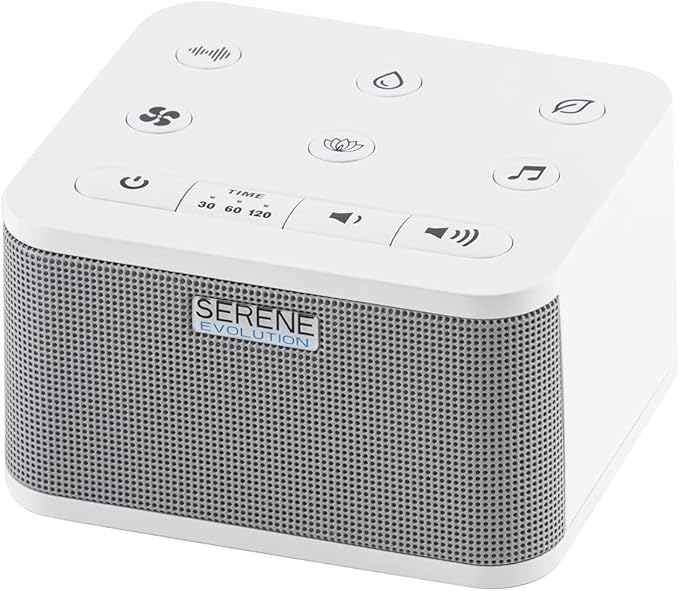 Serene Evolution 45 Sound Portable White Noise Machine - Sleep Sound Machine for Adults, Kids, Baby, Home, Office Privacy - White Noise Machine for Office - Nature Sound Machine - White Noise Maker