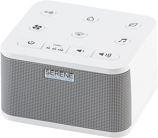 Serene Evolution 45 Sound Portable White Noise Machine - Sleep Sound Machine for Adults, Kids, Baby, Home, Office Privacy - White Noise Machine for Office - Nature Sound Machine - White Noise Maker
