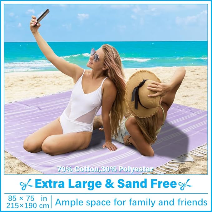 Oversized Turkish Beach Towel Blanket XXL Cotton Sandproof Towels Boho Woven Extra Large Big Sand Free Giant Throw Thick Blankets Huge Quilt XL Picnic Camping Necessities Cloud For Adult Gifts