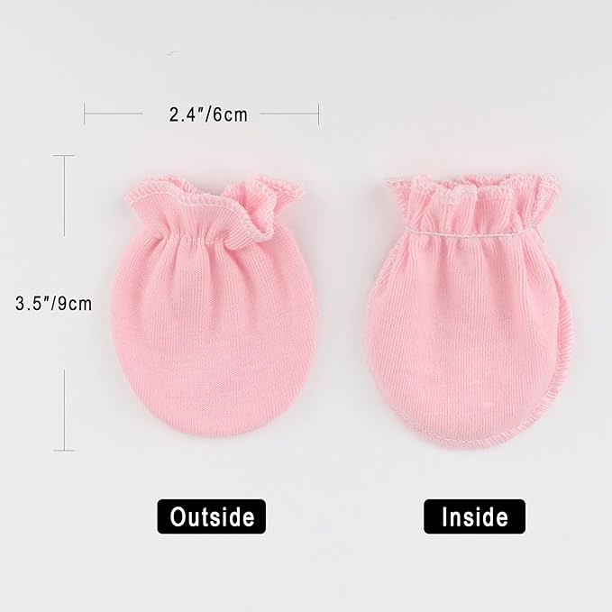 Newborn Baby Mittens No Scratch Cotton Elastic Wrist Gloves Infant Toddler Mittens for Baby Boy Girl 0-6 Months