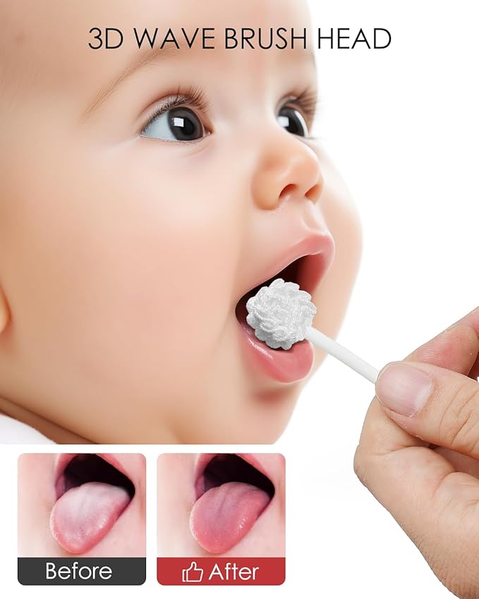 dearlomum Upgraded 32PCS Baby Tongue Cleaner, Disposable Newborn Toothbrush & Oral Cleaning Stick, Gauze Gum Cleaner for Infant Dental Care, 0–36 Months Baby Mouth Wipes