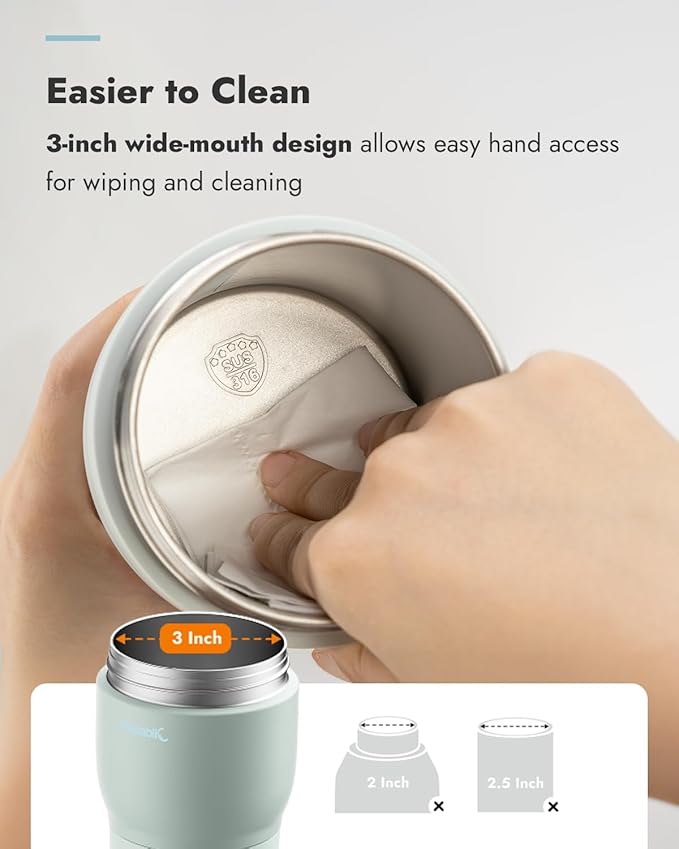 Papablic Pro Portable Bottle Warmer for Travel– Fast Heating, Steam Sterilizer, 30W Fast Charge, 5-Temp Control, Easy-Clean Wide Mouth, Baby Milk Warmer for Breastmilk & Formula, Almond Rose