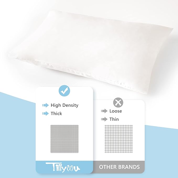 TILLYOU Toddler Pillowcase 2 Pack with Envelope Closure,13" x 18" Silky Soft Microfiber Travel Kids Pillow Cases for Boys and Girls,Pure White