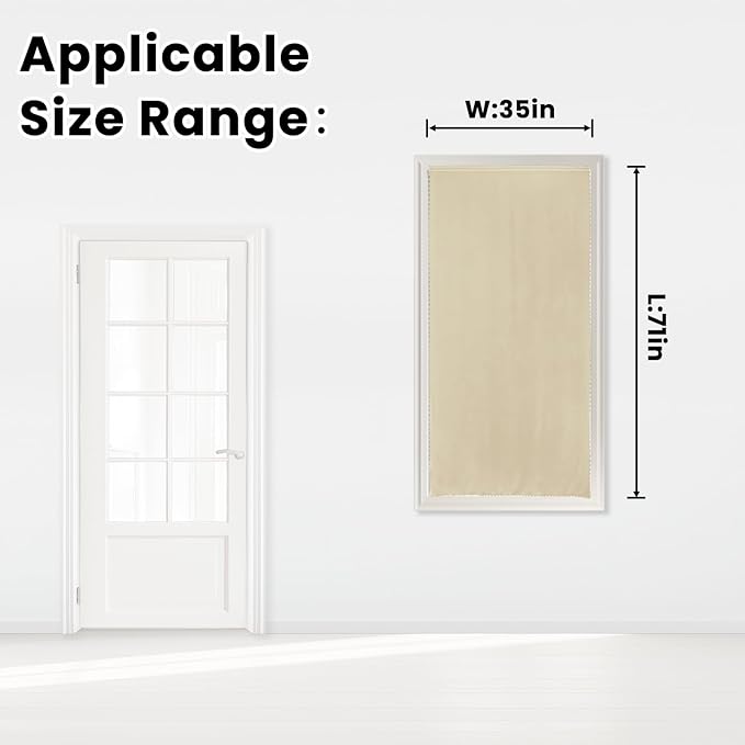 Self Adhesive Portable Blackout Curtains for Bedroom Easy to Install Window Thermal Lnsulated Kitchen Room Darkening Small Window Curtains, Cortinas Para Cuarto, 35"W X 71"L, Beige, 1 Panel
