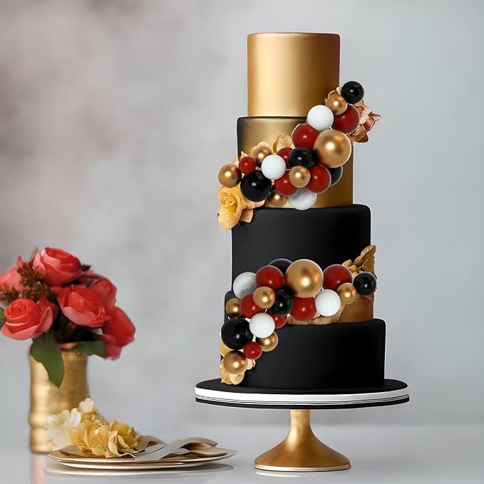 75 Pieces Cake Balls Topper Decorations Foam Cupcake Topper Mini Balloon Cake Topper Picks for Deco Birthday Party Wedding（Black, Red, Gold, White）