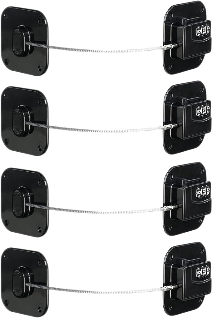 Child Safety Cabinet Locks,Drawer Locks with Combination Closet Lock,Fridge Lock,Child Proof Refrigerator Lock,Child Lock(Black 4Pcs)