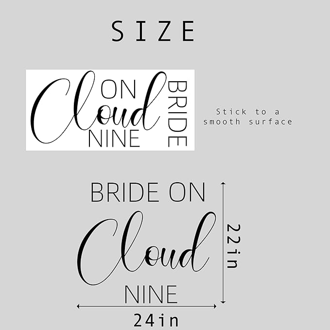 Bride On Cloud Nine Decal - Bride Shower Party Decorations, Wedding Engagement Bride-to-Be Bachelorette Party Supplies, Balloon Arch Background Wall Decor Cloud Sign Decal(Cloud Nine Decal)