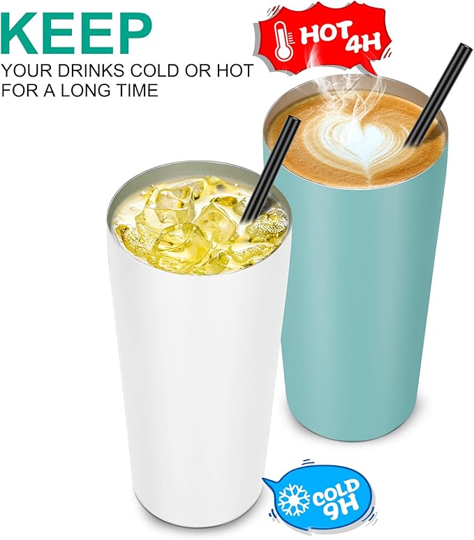 VEGOND 20oz Tumbler Bulk with Lid and Straw 12 Pack, Stainless Steel Vacuum Insulated Tumbler, Double Wall Coffee Cup Travel Mug, River Green