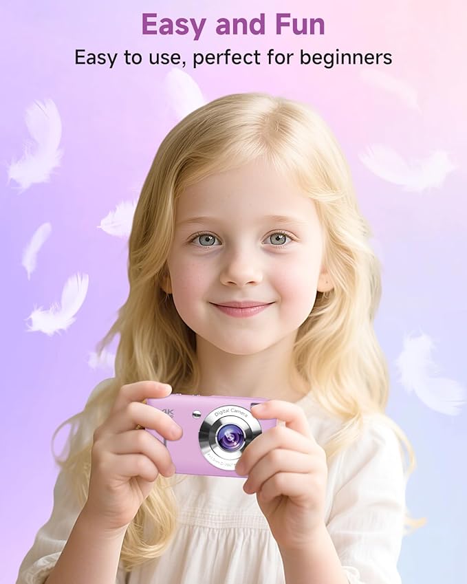 Digital Camera, 44MP FHD 1080P, 16X Zoom, 32GB SD Card, Compact Camera for Kids Teens Adults, Purple
