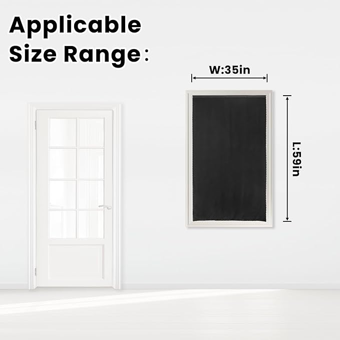 Adhesive Blackout Curtains- Self Stick Shades Window Blinds Curtains No Rod Needed Easy to Hang Curtains, Use for Bedroom, Living Room, Dining Room, Kitchen, Home Office, 35"W X 59"L, Black, 1 Panel