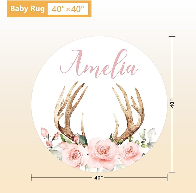 Personalized Baby Crib Bedding Set, 5 Pcs Custom Name Nursery Bedding Set, Pink Woodland Deer Baby Bedding Set for Girl, Double Layer Baby Crib Sets, Customized Gifts for Toddlers Kids Infants