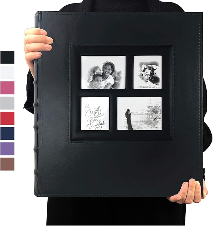 RECUTMS Photo Album 4x6 600 Photos Black Pages Large Capacity Leather Cover Wedding Family Photo Albums Holds 600 Horizontal and Vertical Photos (Black)