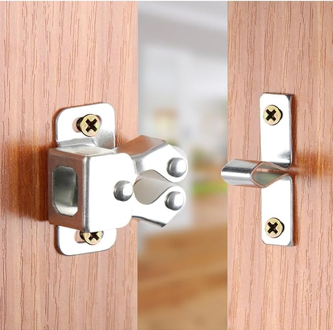 6 Pack Cabinet Latch - Double Roller Catch Hardware for Cupboard Closet Kitchen Cabinet Door Latches and RV Cabinet, Silver
