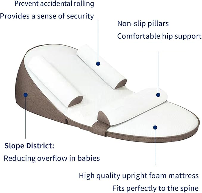 SISTINE Infants Feeding Pillow, Anti Overflow Feeding Pillow, Infants Multifunctional Feeding Support Pillow, Travel Portable, Cocoa Brown