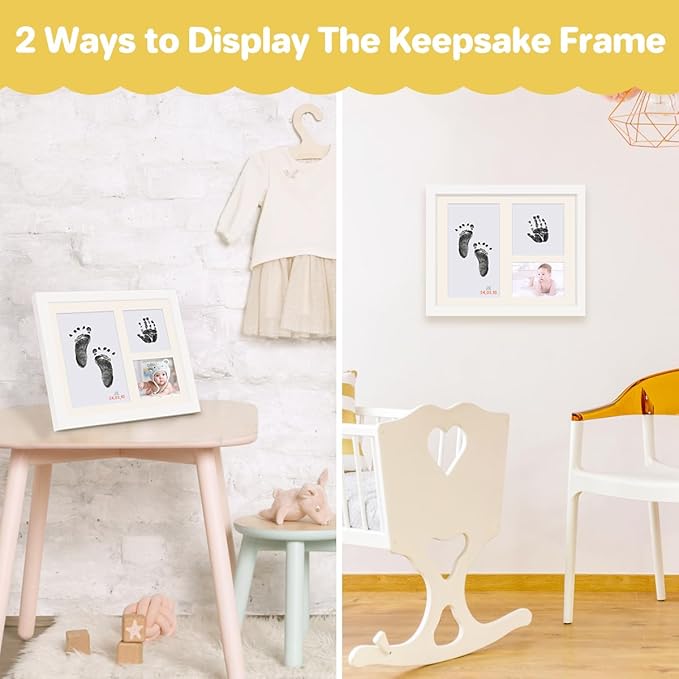 BEBOAN Inkless Hand and Footprint Kit, Baby Footprint Kit, Baby Keepsake Frames and Letter DIY Sticker, Personalized Baby Gifts, Dog Paw Print Kit, Pet Paw Print Impression Kit