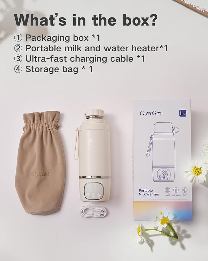 Portable Bottle Warmer for Travel - Fast Heating Breast Milk & Formula Warmer with 16,000mAh Battery, 17oz Milk Warmer for Baby on The Go,Baby Bottle Warmer for Car, Airplane（Clouds）