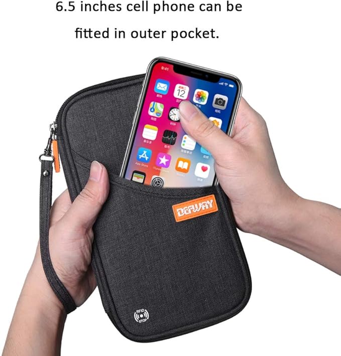 defway Passport Holder Travel Wallet - Family Passport Holder of 4, RFID Blocking Passport Wallet for Men Women, Travel Essentials for Flying, BLACK