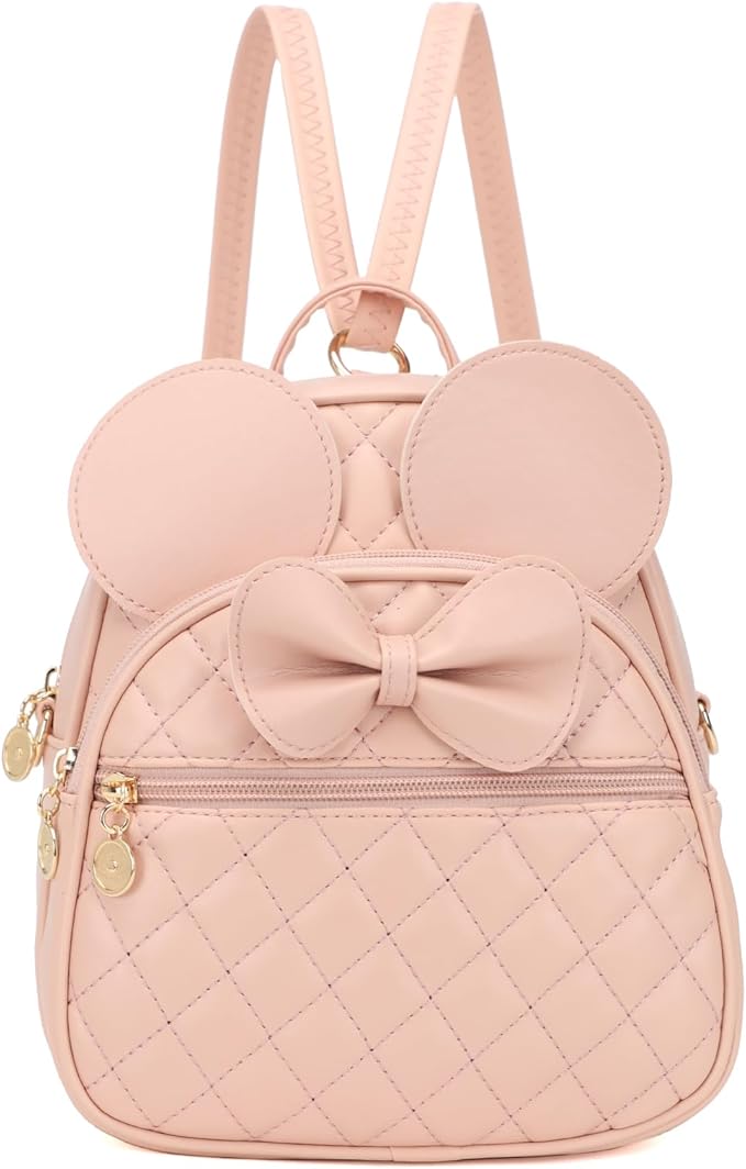 KL928 Girls Bowknot Polka Dot Cute Mini Backpack Small Daypacks Convertible Shoulder Bag Purse for Women