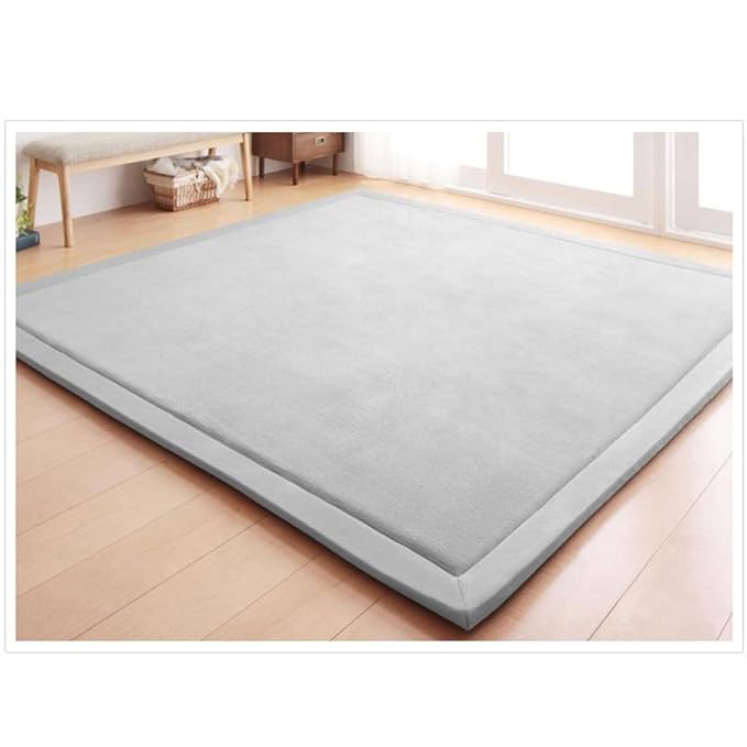 Loartee Nursery Rug Coral Velvet Crawling Rugs Mat Area Rugs Play Crawling Mat(6'8"x9'8", Gray) for Toddler Children Play Mat Yoga Mat Exercise Pads Carpet