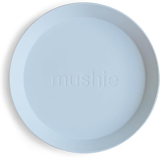mushie Round Dinnerware Plates for Kids | Made in Denmark, Set of 2 (Powder Blue)