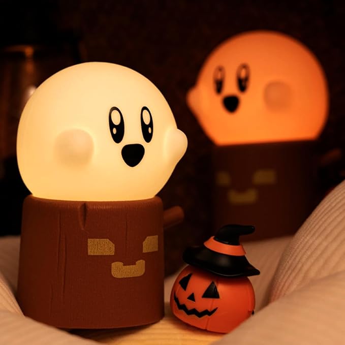 Ghost Stumps Lamp, Cute Ghost LED Night Light, Halloween Party Decorations Indoor, Halloween Centerpieces Decorations for Table, Shelf, Fireplace
