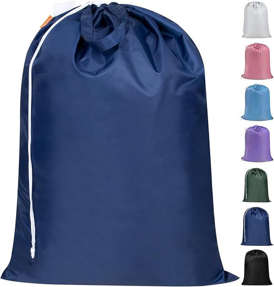 Polecasa Heavy Duty Large Laundry Bag with 130gsm Tear Resistant Fabric and Handles, Easy to Carry Durable Dirty Clothes Drawstring Bag, Perfect for College Dorm, Travel, 28”x36”, Navy