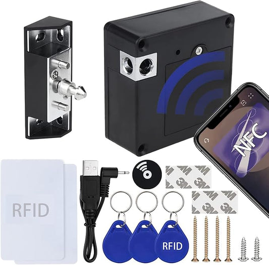 RFID Cabinet Lock, RFID Drawer Electronic Locks Support Phone NFC Unlocking for Locking Wooden Hidden Medicine Knife Liquors Cabinet Drawer to Prevent Theft or Children from Touching