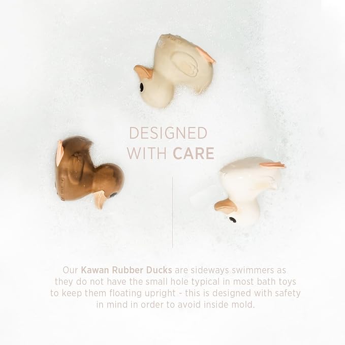 HEVEA Kawan Mini Rubber Duck - 100% Natural Rubber Baby Bath Toy - Eco Friendly, Perfect for Playing, Teething, and Bathing - Mold Free Bath Toys - Golden Ochre