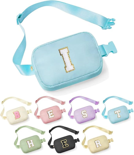 YOOLIFE Birthday Gifts for 4 5 6 7 8 9 10 11 12 13 14 Year Old Girls - Initial Fanny Pack Belt Bag Purse for Girls Teens Daughter Sister Niece, Personalized Trendy Stuff for Teen Girl Kids | Blue I