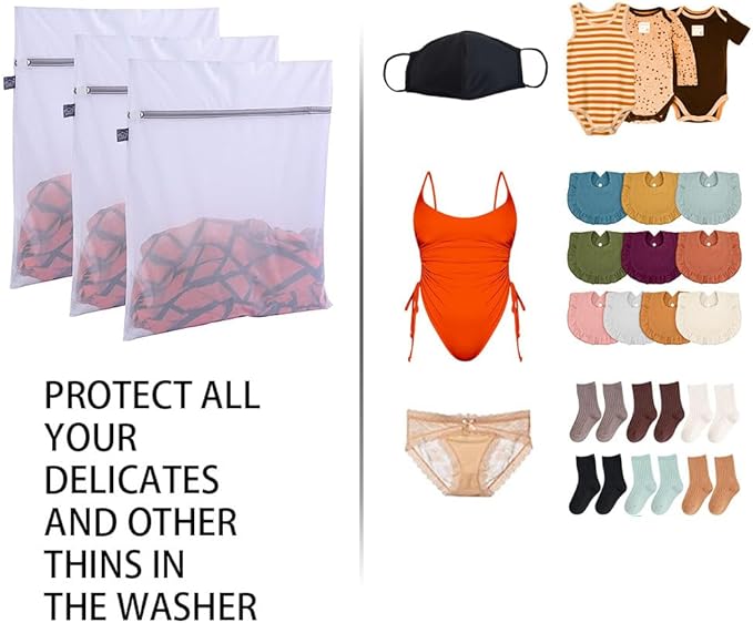 Kimmama Laundry Bag Mesh Wash Bags, Washing Machine Wash Bag, Net Washer Sack with Zipper, Dryer Pouch for Cleaning and Drying Cloths, Garment, Delicates, lingerie, Bra, Pant, Sock, Small Toys