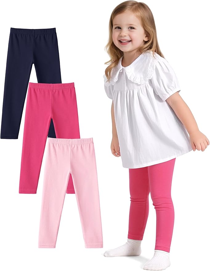 Witwot 3 Pack Baby Girls Leggings Toddler Kids Soft Cotton Pants Size 18M-5T