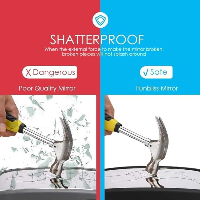 Funbliss 2-Pack Baby Car Mirror - Shake-Proof & Shatterproof, 360° Adjustable Angle, Clear Wide View for Rear-Facing Infants, Easy Install, Perfect Baby Travel Gear & Carseat Accessories