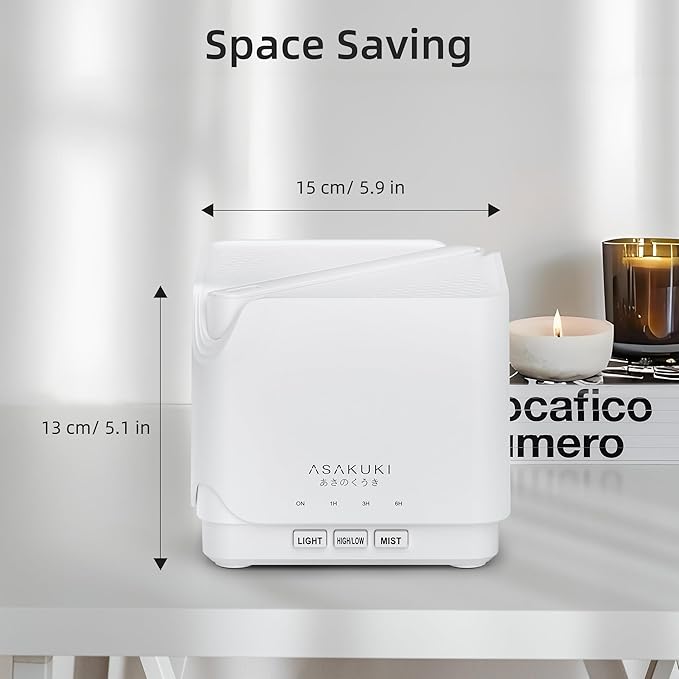 ASAKUKI Essential Oil Diffuser, Multifunctional Ultrasonic Aromatherapy Fragrant Oil Vaporizer Humidifier with Timer, Auto-Off Safety Switch, and 7 LED Light Colors, 700 ml (White)