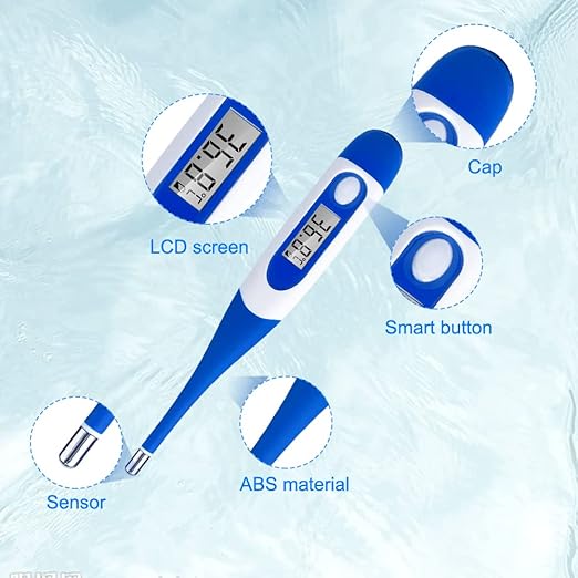 Berrcom Digital Thermometer for Adults, Oral and Underarm Thermometer for Baby and Kids Medical Thermometer with Fever Alarm Rectal Thermometer with Soft Tips