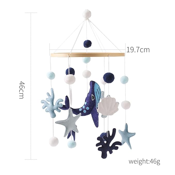 Baby Mobile Wind Chime Sea Creatures, Whale Mobile Wind Chime, Baby Bed Hanging Game Mobile for Children's Room Children's Bed Decor