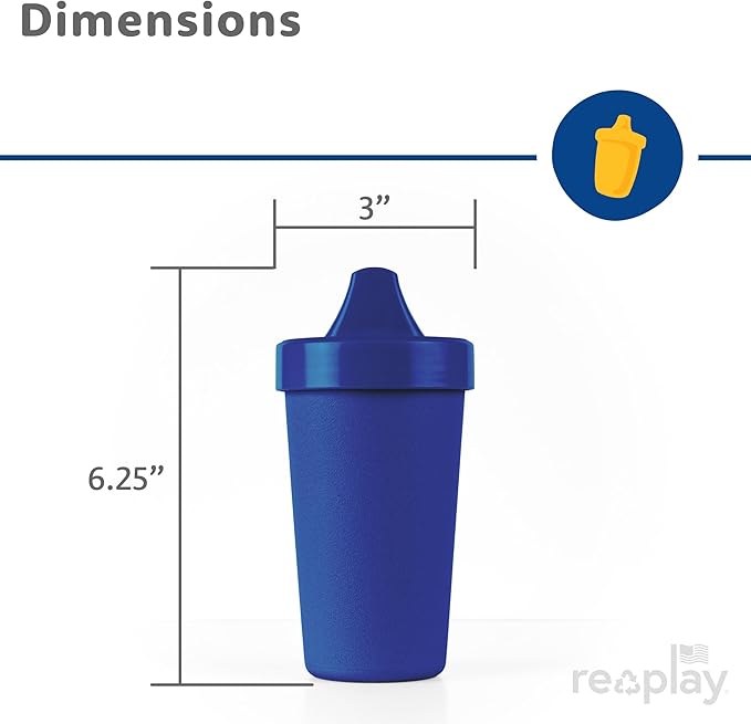 Re-Play Sippy Cups for Toddlers - 10 Oz. Reusable Spill Proof Cups for Kids, Dishwasher/Microwave Safe - Made in USA - Set of 4-3.13" x 6.25" - Cool Blues