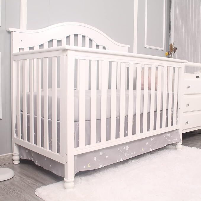 Belsden 3 Piece Crib Bedding Set for Baby Boys Girls, Classic Nursery Bedding Essential Including Comforter, Crib Sheet and Crib Skirt, Ultra Soft Cozy, Star Light Grey