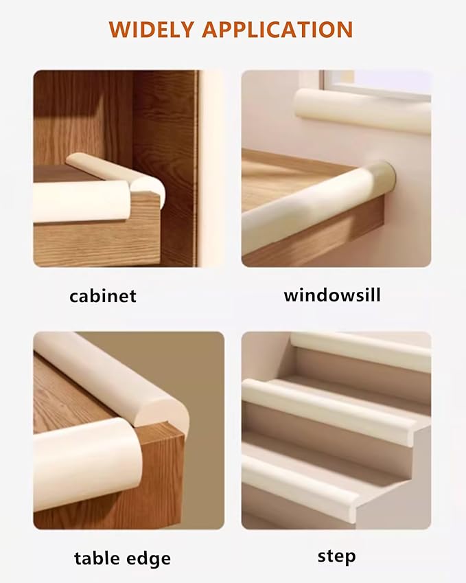 Baby Proof Edge Corner Protector, 6.56FT 0.47''Th L-Shape Furniture Corner & Edge Safety Bumpers with 6 Corners, Pre-Taped, Soft NBR Rubber Foam Desk Edge Cushion Wall Corner Protector（Grey）