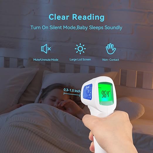 Berrcom Non Contact Forehead Thermometer Digital No-Touch Infrared Thermometers 3 in 1 for Adults and Kids Fever Check Thermometer Temperature Gun for Baby(Included 2X AAA Batteries)