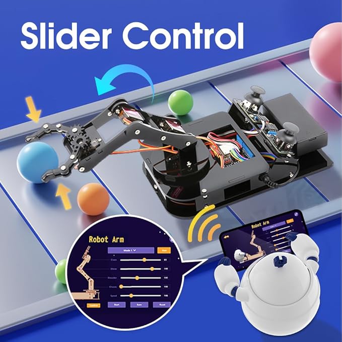 4 DOF ESP32 Robotic Arm Kit for Kids 8-12, Robotics Kit App Remote Control Robot Toys Compatible with Arduino, STEM Educational DIY Robot Arm Kit Gift for Teenagers & Adults