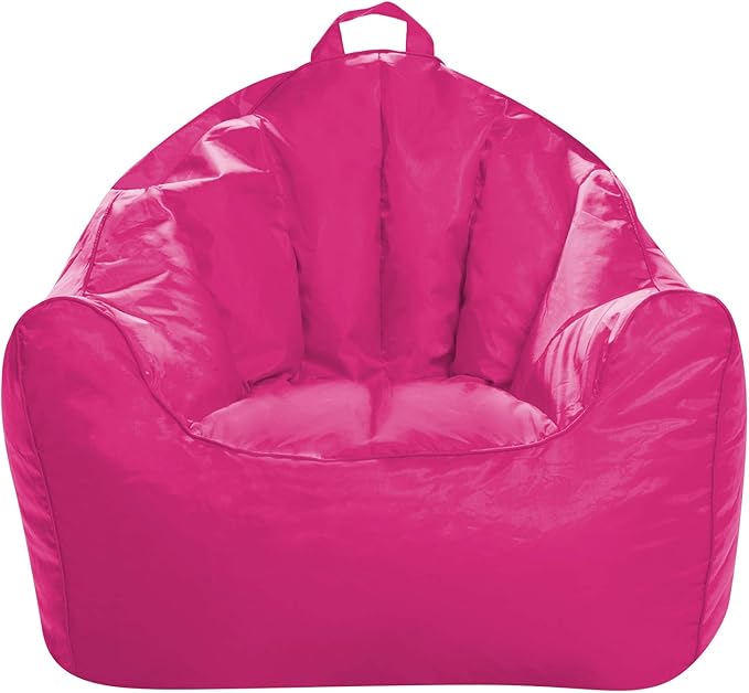 Posh Creations Structured Comfy Seat for Playrooms and Bedrooms, Large Bean Bag Chair, Malibu Lounge, Pink