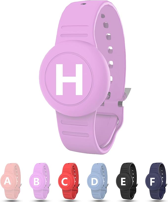 Waterproof Bracelet for AirTag Kids, Personalized Initial Letter Hidden Holder Compatible with Air Tag, Silicone Case for Airtag Adjustable Anti-Lost GPS Tracker for Toddler Child Elder, H