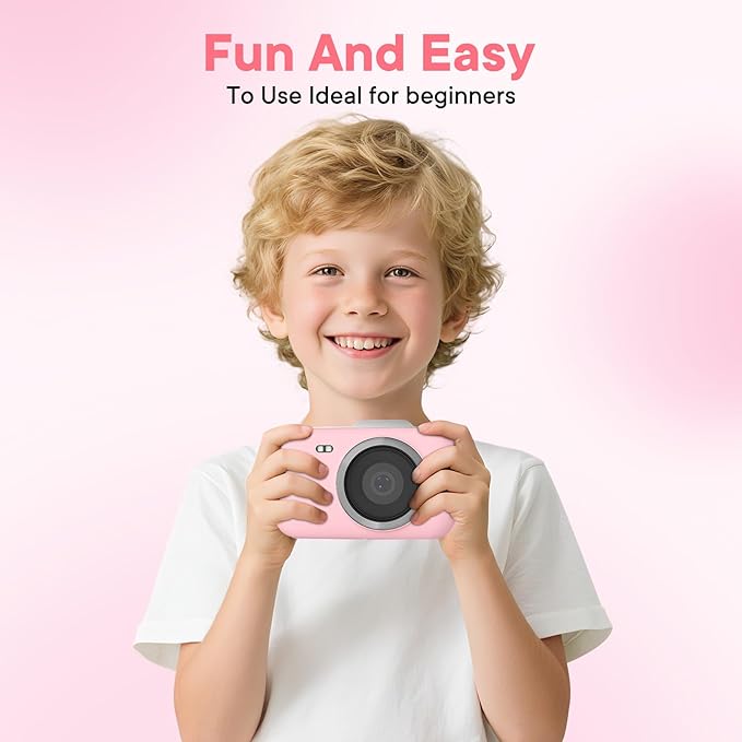 Digital Camera 4K 64MP - Vlogging Camera for Kids & Beginners | 18X Zoom Point and Shoot Camera Anti Shake, Compact with Flash, Gift for Boys Girls(Pink+Silver)
